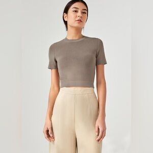 Love, Bonito Amaia Knit Crop Top in Taupe - Size 4